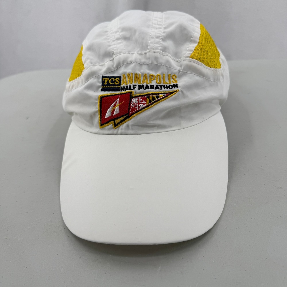 Annapolis Half Marathon Hat Mens OSFA White Yellow Lightweight Running Cap